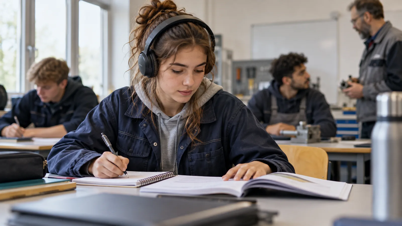 متعلم يستعد لمستوى اللغة الألمانية اللازم لمتابعة تدريب مهني في ألمانيا.