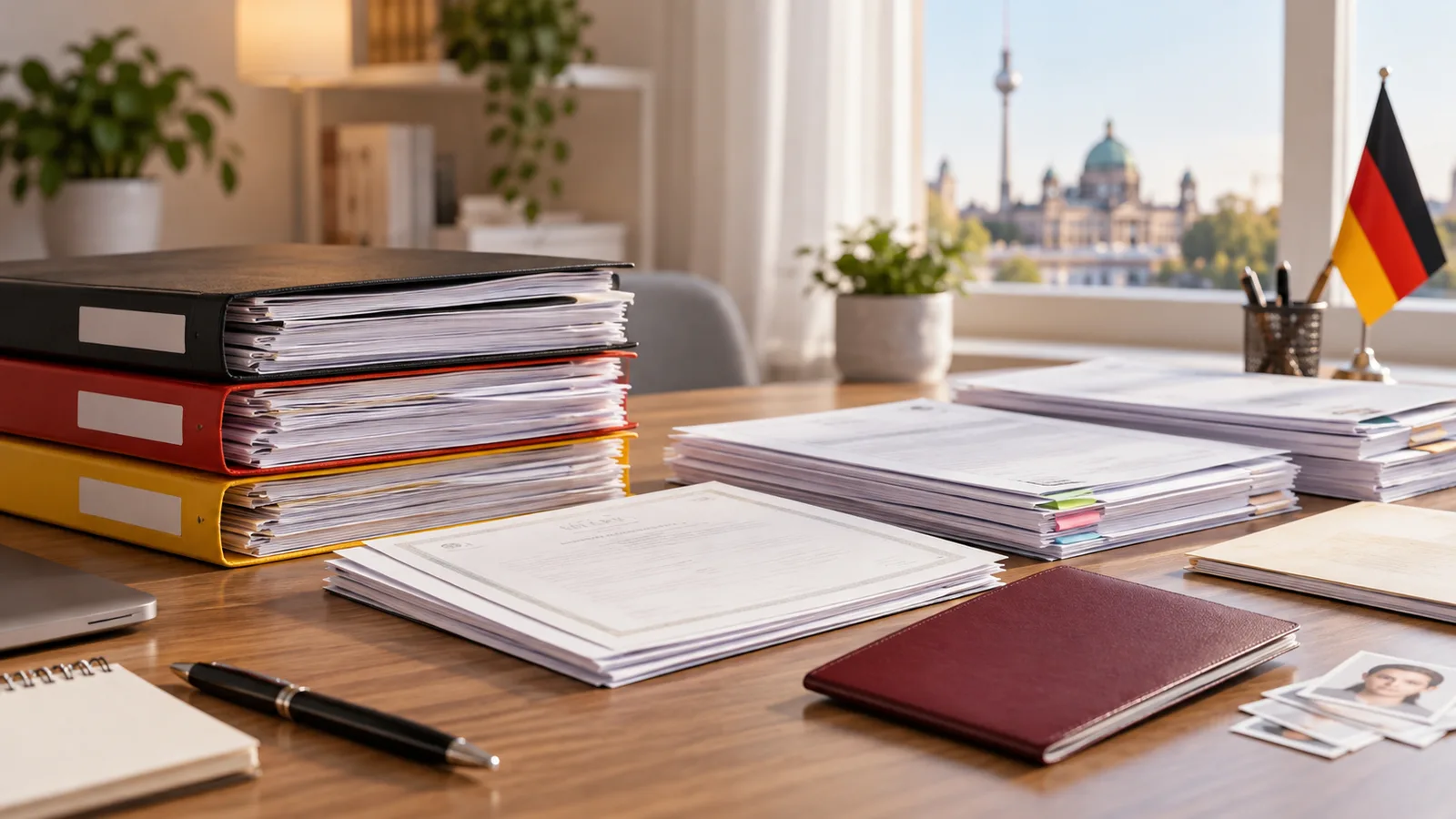 متقدم يرتب وثائق رسمية عربية وترجماتها تمهيدًا لطلب ألماني.
